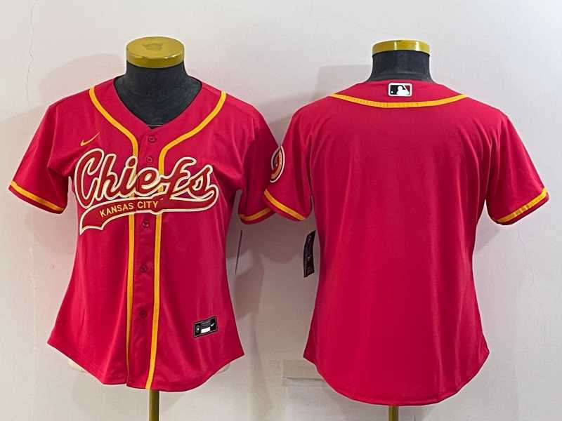 Women%27s Kansas City Chiefs Blank Red With Patch Cool Base Stitched Baseball Jersey->women nfl jersey->Women Jersey